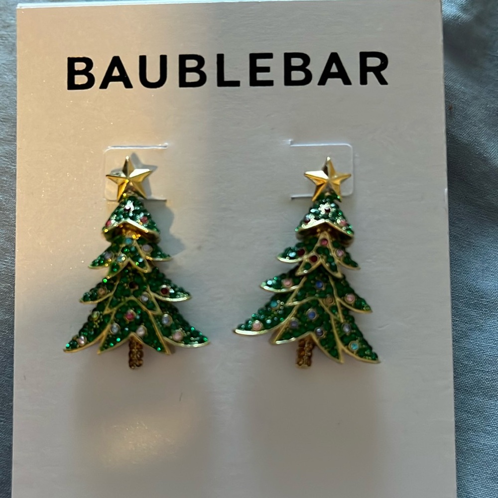New Baublebar Christmas Tree earrings